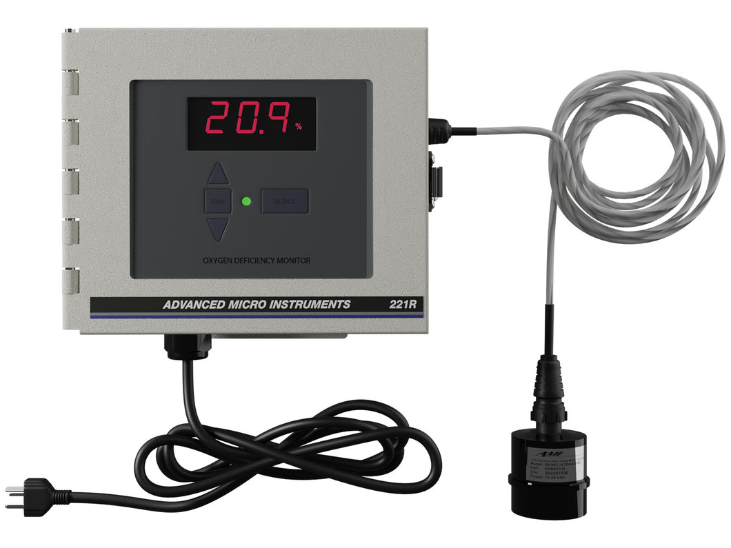 Model 221R Oxygen Deficiency Monitor with Power Cord and Remote Probe